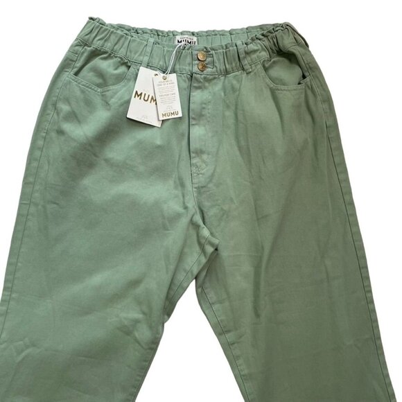 Show Me Your MuMu Womans Green Denim Mom Jeans Size 40 u High Rise Cropped - Picture 2 of 9